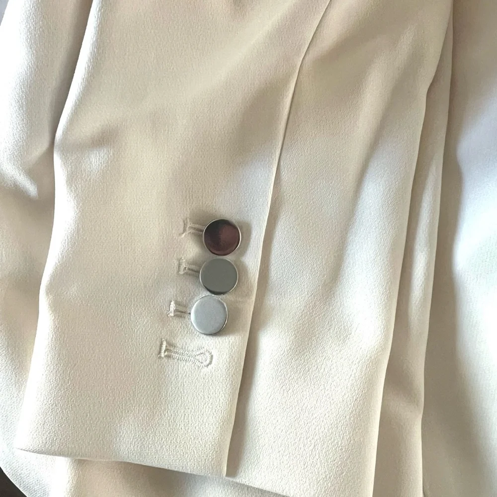 NWT Theory Relax SB JKT Rice Admiral Crepe White Jacket - Size 8 - Picture 5 of 9